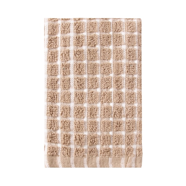 Ritz Classic Check Dish Cloth 100% Cotton Terry Taupe/Natural, PK12 23298 - main